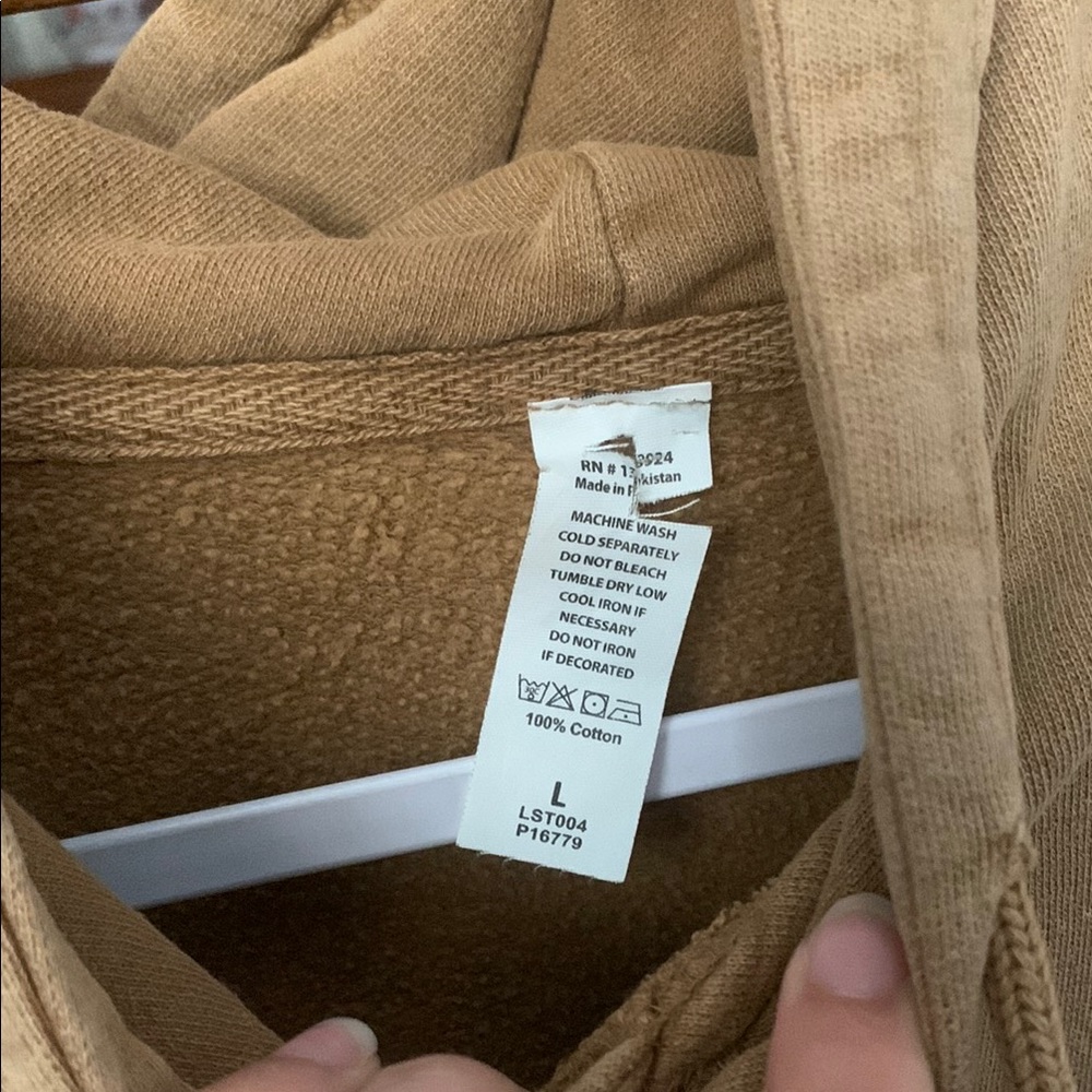 Tan Coffee Graphic Hoodie Size Large - Picture 2 of 3